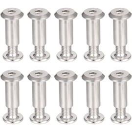 TA-VIGOR 10 Sets Furniture Connecting Screws Bolts, M6 x 12mm Binding Screws Posts Belt Buckle Binding Bolts, Hex Socket Fasteners for Kitchen Cabinet Cupboard Furniture Connectors