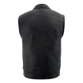 Milwaukee Leather LKM3713 Men's Black Leather Club Style Motorcycle Rider Vest W/Dual Closure Zipper and Snaps - Small