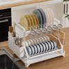 2-Tier Dish Drying Rack, White Metal Large, Space Saving Countertop