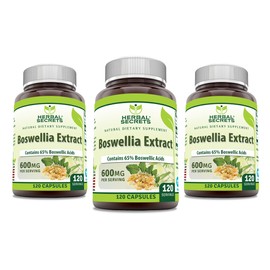 Herbal Secrets Boswellia Serrata Extract (65% Boswellic Acids) 600 mg Capsules Supplement | Non-GMO | Gluten Free (120 | 3 Pack)