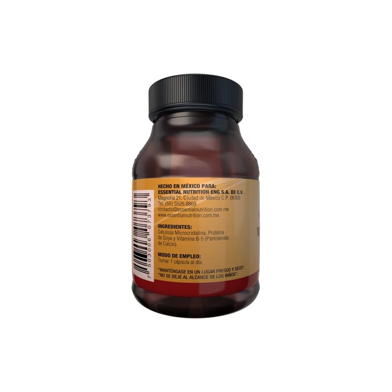 Essential Nutrition, Vitamina B-5 Pantotenato De Calcio - 45 Cápsulas