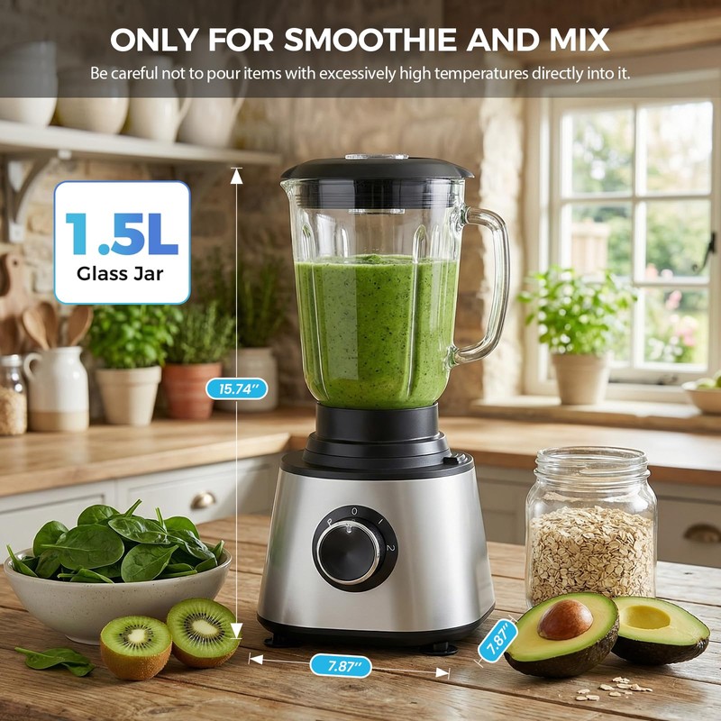 OLIXIS Food Processor with 2 Cups, Electric 1.5L Food Chopper