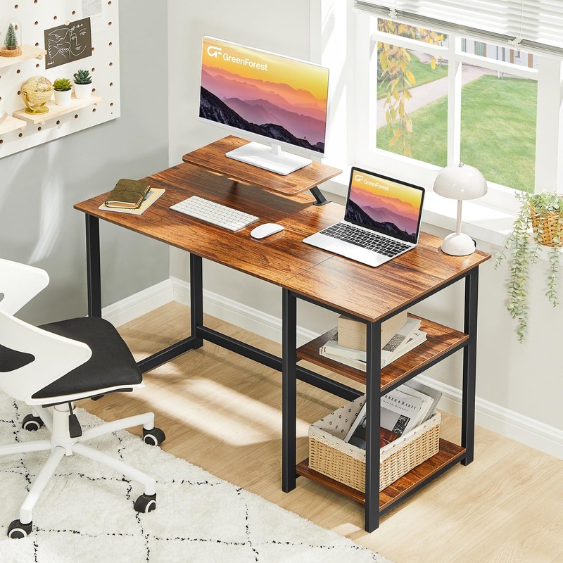 GreenForest Computer Desk with Monitor Stand,47 inch Home Office Desk