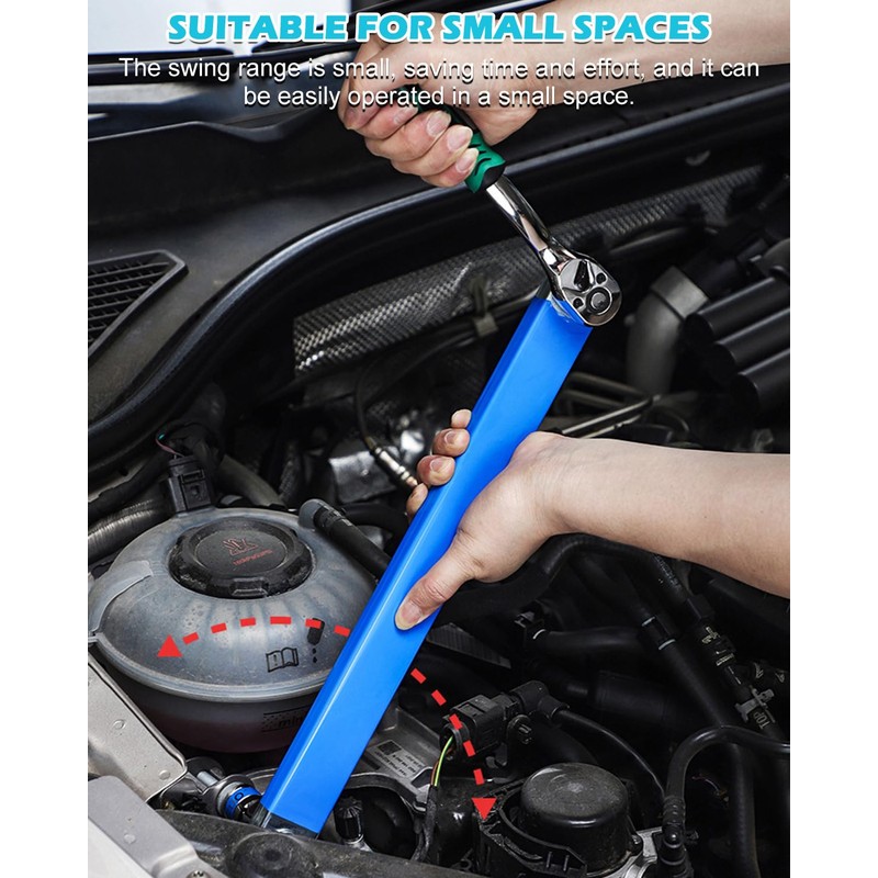 Dromco Offset Extension Wrench, 15Inch Zero Degree Ratchet Tight Reach