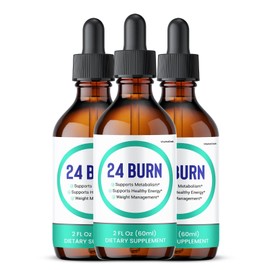 24 Burn Liquid Supplement, All Natural Formula for Men and Women (3 Pack)