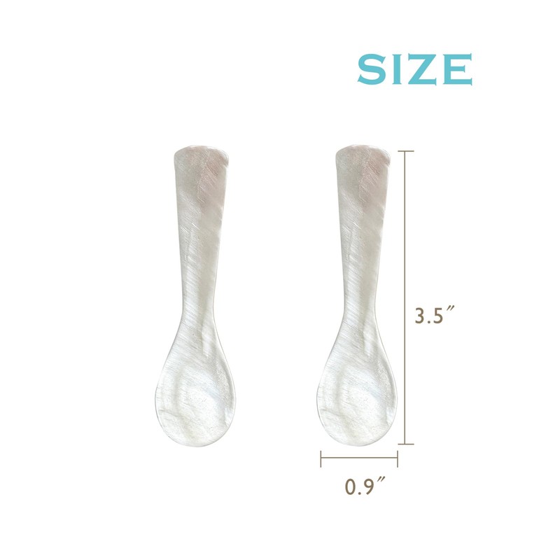 FANQIEW Caviar Spoon 2 pcs Mother of Pearl Spoons 3.5
