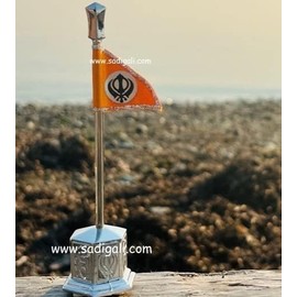 Nishan Sahib Khanda Model for Car Dashboard and Table Punjabi Sikh Khanda for Car Home Decor Silver Khalsa Khanda Punjabi Home New Car Gift