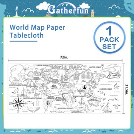 World Map Giant Coloring Poster - 31.5x 72 Inches - Versatile Classroom Wall Décor & Birthday Activity - World Map Poster or Table Cover for School Parties and Special Events