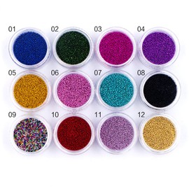Minejin Nail Art Mini Beads 3D Colorful Caviar Charm Eye Decoration 12 Colors Caviar Beads