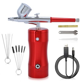 HERCHR Mini Kit de aerógrafo, Bomba G12 0.3mm 7CC Pistola de inyección de Tinta con Herramientas de Limpieza para decoración de pastelería, Maquillaje, Arte de uñas, Pintura de Tatuajes, manicura
