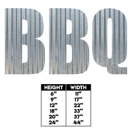 BBQ Metal Letters Corrugated Galvanized Metal Word Business Sign Home Décor Barbecue Smokehouse Grilling Patio Decorations (6 Inch)