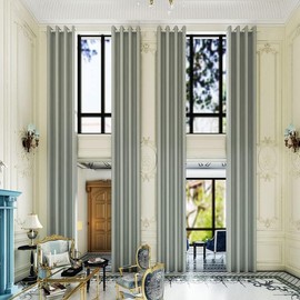 Grichril Extra Long Blackout Curtains - 2 Story High Living Room Drapes - Tall Curtains for High Ceiling or Long Window - 144 156 168 192 204 216 240 Inch 12ft-20ft Length(1 Panel, Grey, 52″x204″)