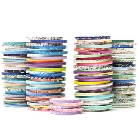 KAVI' S Exrta Slim Washi Tape Set Random Patterns 80 Rolls+ Bundle Printed Super Skinny Decorative Masking Tape Scrapbook Tape for DIY Craft Art Projects Journal Gift Wrapping