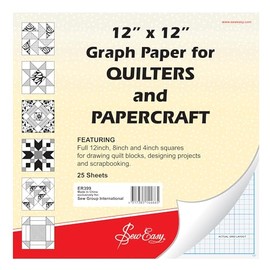 Sew Easy ER399 | Quilters Graph Paper Pad 8in/4in Squares | 12 x 12in 25 Sheets