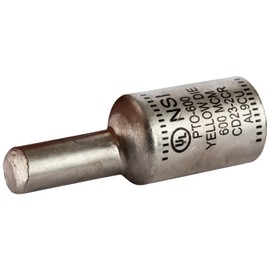 NSI PTO-600 Series PTO Dual Rated Compression Offset Pin Terminal, 600 Wire Size, 400 Pin Size, 1.46" OD, 4.00" Length, Yellow