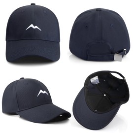 Momoshe Men's Summer Women's 100% Cotton Cap Adjustable Breathable One Size Baseball Mountain Peaks Embroidery Sport, navy blue