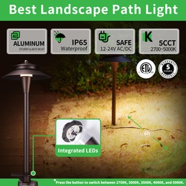 Varmtalys Low Voltage Landscape Sidewalk Lighting - 5 Color Temperature LED Pathway Lights Wired, 12v Walkway Light IP65 Waterproof, Oil Rubbed Bronze Aluminum 5W 140LM for Backyard Garden (4 Pack)