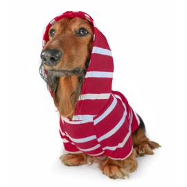 DJANGO Sudadera con Capucha para Perro y suéter súper Suave y elástico con Cintura elástica y Portal de Correa, Rojo, Pequeño