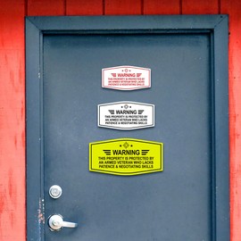 Signs ByLITA Fancy Warning: This Property Is Protected By An Armed Veteran Who Lacks Patience & Negotiating Skills | Businesses and Home Sign (Black Gold) - Large (2 Pack)
