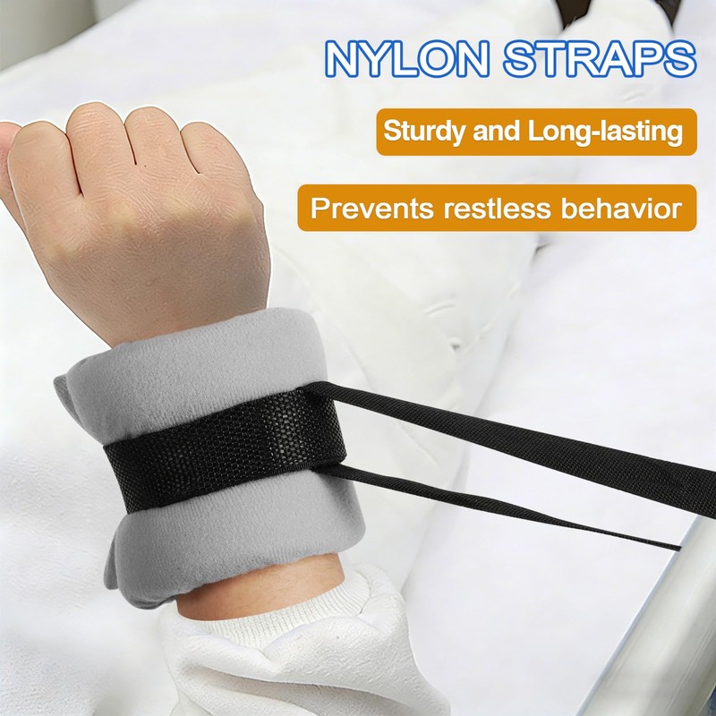4Pcs Medical Restraints Patient Hospital Bed, Gray