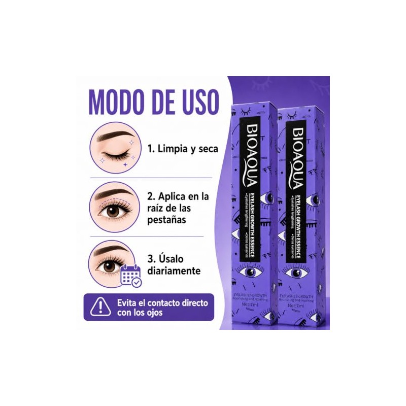 BIOAQUA Pack 2 Serum para Cejas, Pestañas, Línea del Cabello