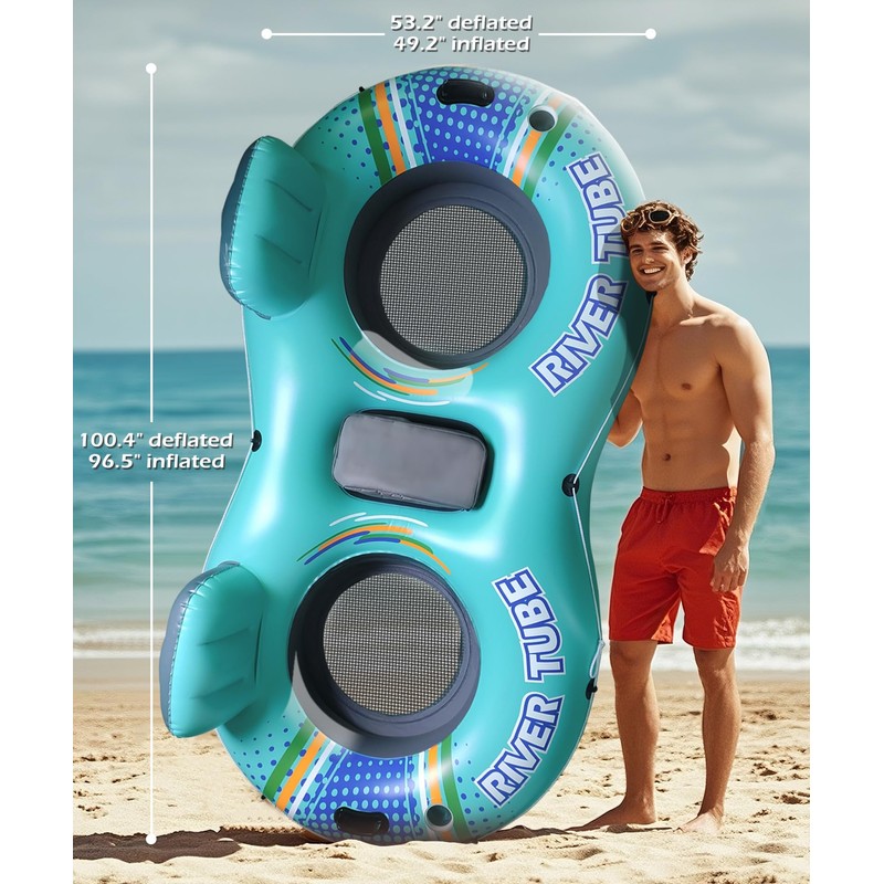 Jasonwell Heavy Duty 2 Person Inflatable River/Pool Tube Float with