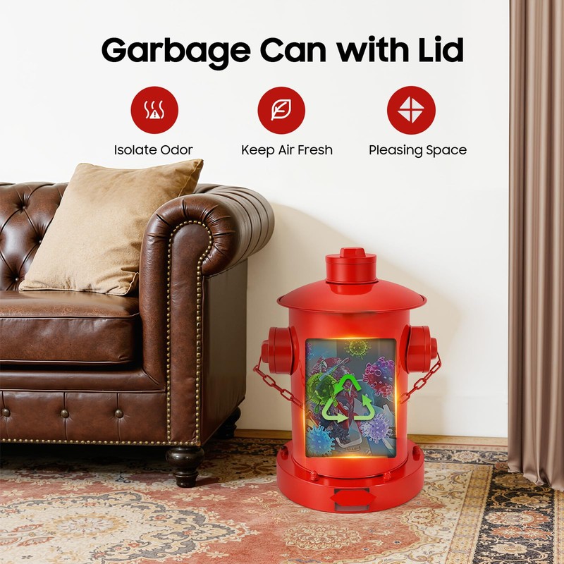 WUSILILU Retro Hydrant Trash Can,Fire Hydrant Metal Pedal Trash Can