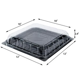 5 Pack Catering Trays with Lids Party Platters Dessert Bread Sandwich Cookie Food Trays for Parties, 12" x 12" x 2.4"