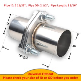 FGJQEFG Exhaust Flange Bolts Quick Fix Repair Pipe Kit w/Gasket & Hardware, 2.5'' Inch ID 3 Bolts T304 Stainless Steel Universal Flange Replacement Kit