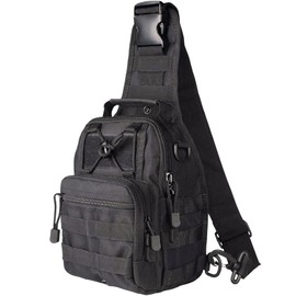 LBlanco Tactical Shoulder Sling Bag Small Outdoor Chest Pack Backpack for Men Traveling, Trekking, Camping, Sling Backpack Daypack Army Bag(Black)