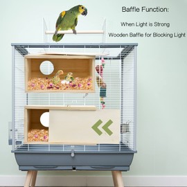 CooShou Parakeet Nesting Box Cockatiel Nesting Natural Pine Bird Nest Bird Breeding Box House Acrylic Transparent Bird Box with Detachable Wooden Board for Lovebirds Cockatiel Budgie Conure Parrot S