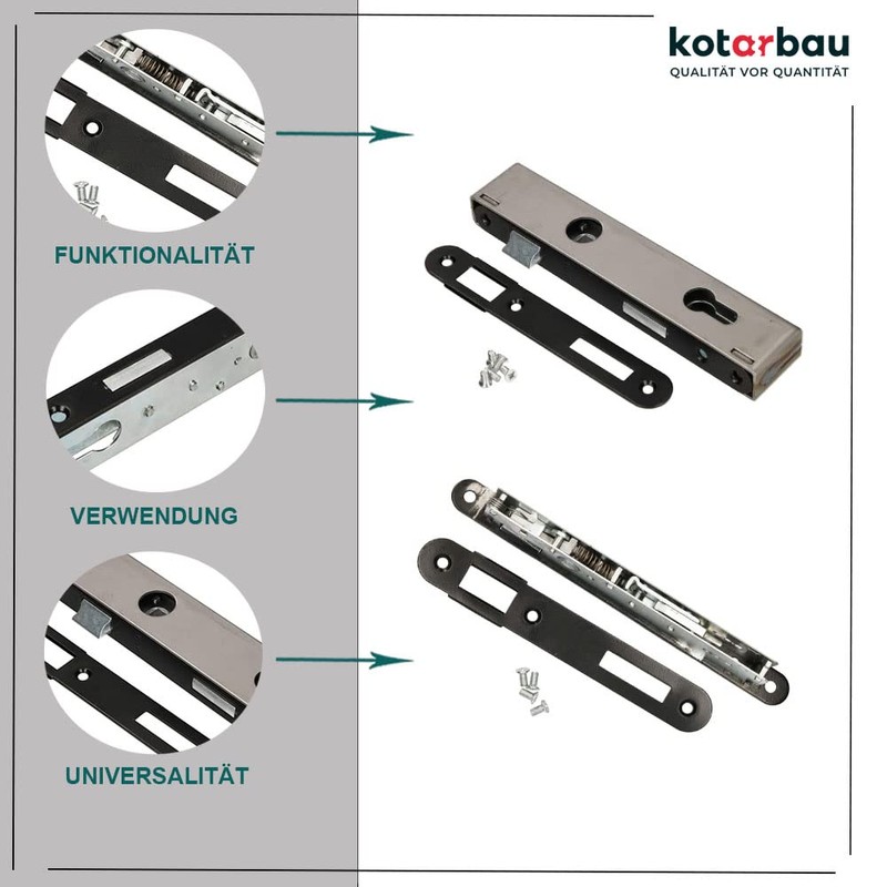 KOTARBAU Mortise Lock PZ 90/22 with Lock Case Counter Plate