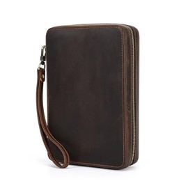 CONTACT'S Watch Band Box for 12 Watch Bands, Crazy Horse Leather Watch Strap Storage Case Accessories Organizer Travel Watch Bands Carrying Holder