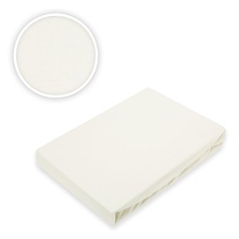 EXKLUSIV HEIMTEXTIL Brand Topper Jersey Fitted Sheet 100% Cotton Oeko-Tex Certified, Brand Quality, Base Height up to 12 cm, 140-160 cm x 200 cm, Natural White