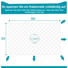 NieKilig Cat Net for Balcony, No Drilling, Transparent Cat Grid Balcony, Weatherproof, UV-Resistant, Cat Protection for Window, Door, Patio, Balcony Grille, Roof Hatches (6 x 3 m)
