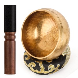 Tibetan Singing Bowl Set - 100% Hand Hammered in Nepal Singing Bowl for Meditation, Yoga, Chakra, Meditation Accessories, Unique Gifts for Women, Men (8 cm)