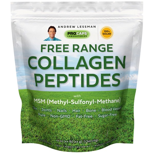 ANDREW LESSMAN Free Range Collagen Peptides Powder 120 Servings - Supports Smooth Soft Skin, Comfortable Joints. 100% Pure. Super Soluble. Unflavored. No Sugar. No Additives.
