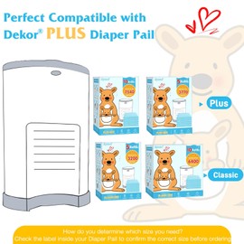 5 Pack Diaper Pail Refill Bags Compatible with Dekor Plus Diaper Pail, 40% Extra Length Refills Holds up to 3770 Diapers, Thickened Multi-layer Odor Control (Baby Scent)