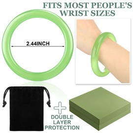 Landical 2.4'' Natural Jade Bracelets for Women Jade Bangle Bracelets with Box Good Luck Bracelets Wedding Thanksgiving Gifts(Emerald Green)