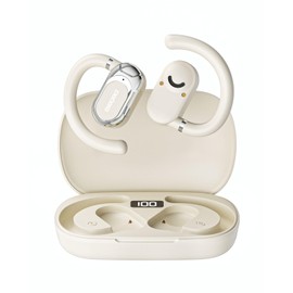 MOMOHO Open Ear Headphones, Open Ear Earbuds with Earhooks, Lightweight Air Conduction Earphones, Touch Control,Up to 52 Hours Power with Case, Sweat Resistant for Yoga,Workouts, Running