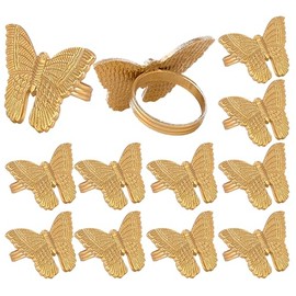 ALPHA Living HOME - Colección de aros para servilleta de mariposa básicos decorativos, 12 aros para servilleta de metal premium para decoración de mesa de comedor, boda, banquete, fiesta, Pascua