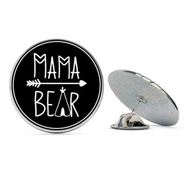 NYC Jewelers Mama Bear Camping Black Metal 0.75" Lapel Hat Pin Tie Tack Pinback