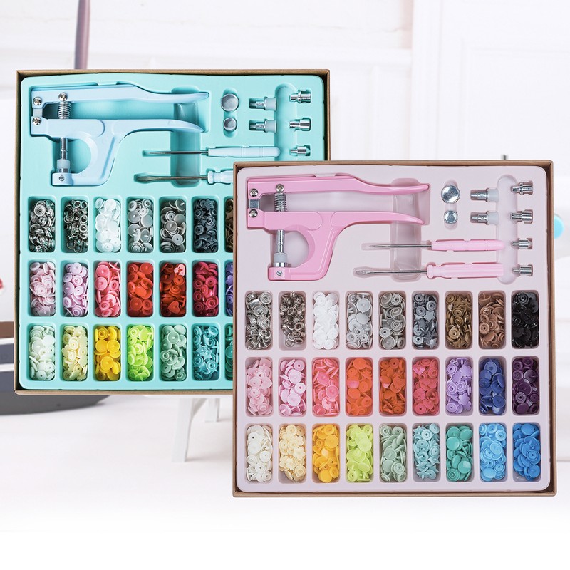 Plastic and Metal Snap Buttons with Snaps Pliers Set,300 Sets