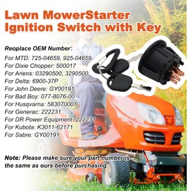 Cortacésped tractor interruptor de encendido con llave 5 terminales, compatible con Craftsman MTD Bad Boy Bolens Huskee Chopper Murray Sabre Scotts Yard Machines Yardman Colt XP Dixie 925-04659