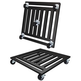 LUBORN Heavy Duty Plant Caddy with Wheels, 20'' Metal Rolling Plant Stand Indoor Outdoor, 2 pcs Square Plant Dolly with Lockable Caster Wheels Holds up 400 Lbs Planter