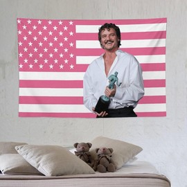 Pedro actor Pascal wall tapestry poster for college dorm cave bedroom living room office party decoration gift - Color: 90x60in