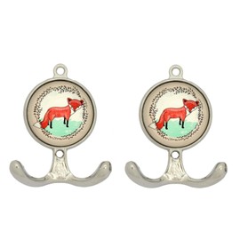 Tranquillo Double Hooks Wall Hooks Brass with Smart Fox 7 x 5.5 cm Pack of 2