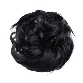Updo Hair Extensions Ponytail Hairpiece Bun Hair Scrunchie with Hair Straight Hair Bun Updo Hair Extension for Women 80 g Dark Black