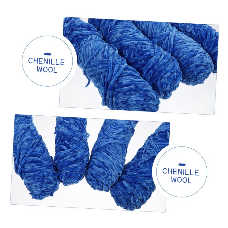 DOITOOL 4pcs Chenille Wool Yarn Soft Hand-Knitted Material for Crafting