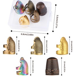 Abeillo 4 Pieces Metal Thimble Adjustable Thimble Sewing Retro Metal Finger Protection Thimble Sewing Thimble Ring Thimble for Sewing Embroidery Crafts Sewing